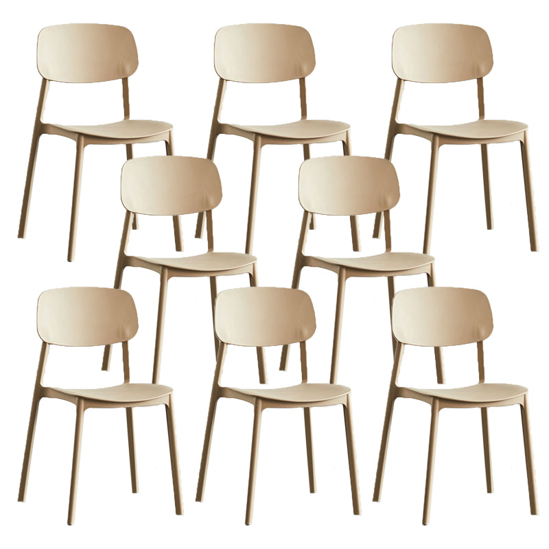 Kitchen Home Stacking Side Chair Open Back Dining Side Chair Khaki 8 Piece Set Clearhalo 'Dining Chairs' 'Dining Tables & Seating' 'dining_chair' 'furn' 'furn_dining_chair' 'Furniture' 'Kitchen & Dining Furniture' 6544658