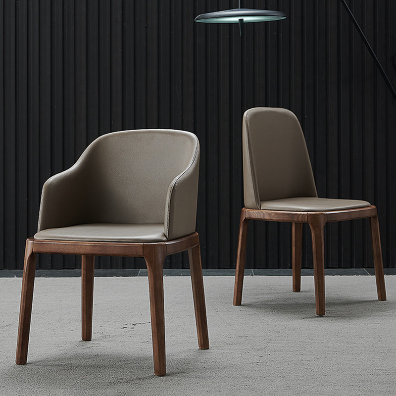 Industrial Solid Wood Dining Chair Faux Leather Side Chair with Upholstered Clearhalo 'Dining Chairs' 'Dining Tables & Seating' 'dining_chair' 'furn' 'furn_dining_chair' 'Furniture' 'Kitchen & Dining Furniture' 6544724