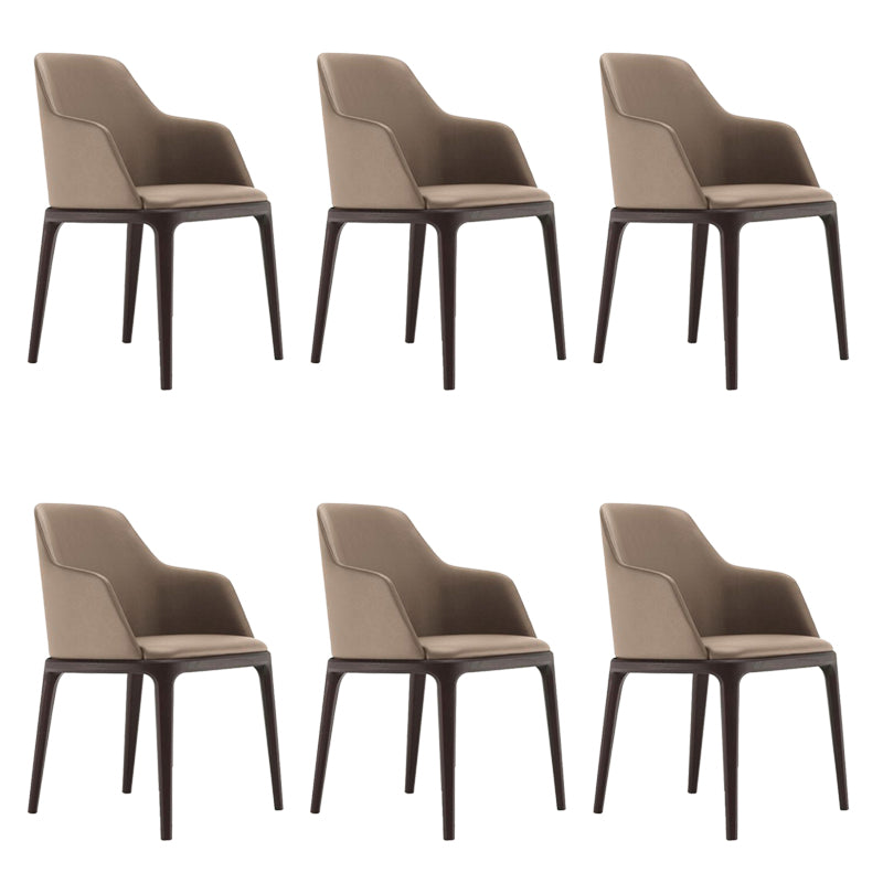Industrial Solid Wood Dining Chair Faux Leather Side Chair with Upholstered With Arms 6 Piece Set Clearhalo 'Dining Chairs' 'Dining Tables & Seating' 'dining_chair' 'furn' 'furn_dining_chair' 'Furniture' 'Kitchen & Dining Furniture' 6544729