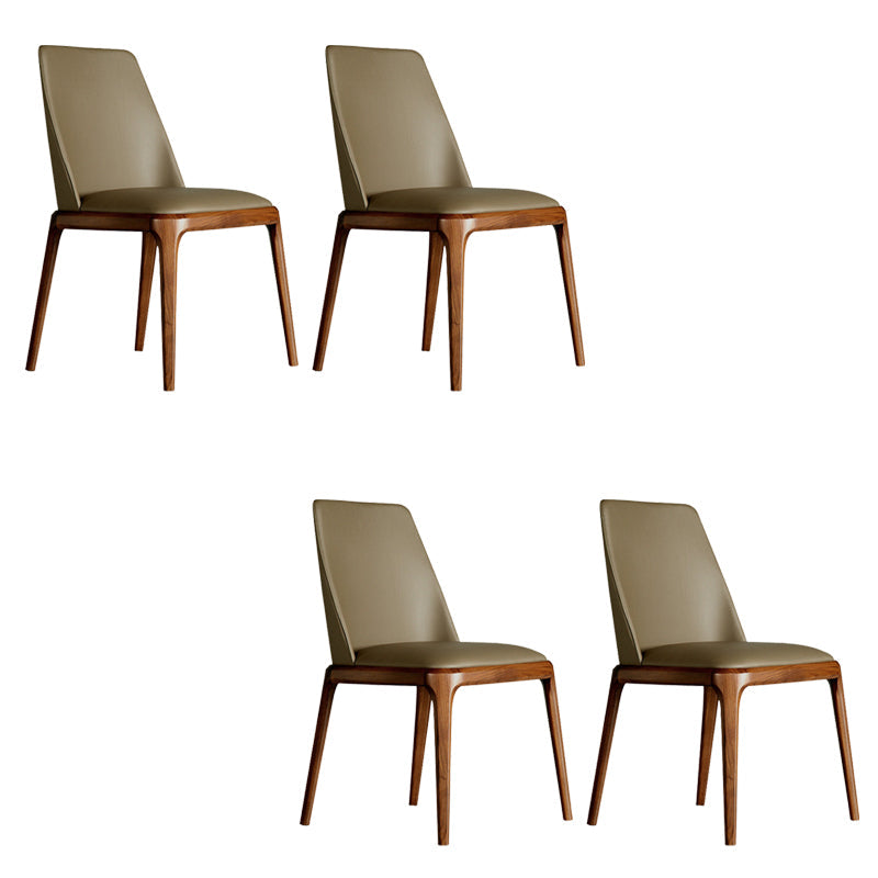 Industrial Solid Wood Dining Chair Faux Leather Side Chair with Upholstered Armless 4 Piece Set Clearhalo 'Dining Chairs' 'Dining Tables & Seating' 'dining_chair' 'furn' 'furn_dining_chair' 'Furniture' 'Kitchen & Dining Furniture' 6544734