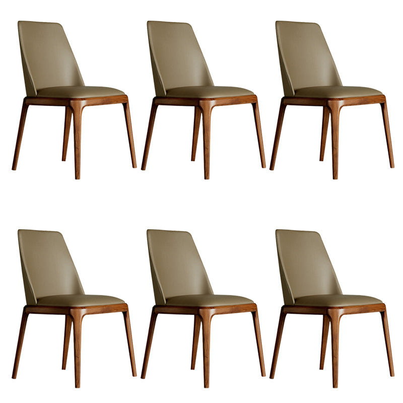 Industrial Solid Wood Dining Chair Faux Leather Side Chair with Upholstered Armless 6 Piece Set Clearhalo 'Dining Chairs' 'Dining Tables & Seating' 'dining_chair' 'furn' 'furn_dining_chair' 'Furniture' 'Kitchen & Dining Furniture' 6544737