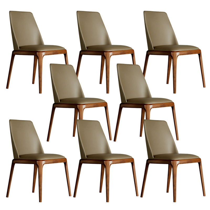 Industrial Solid Wood Dining Chair Faux Leather Side Chair with Upholstered Armless 8 Piece Set Clearhalo 'Dining Chairs' 'Dining Tables & Seating' 'dining_chair' 'furn' 'furn_dining_chair' 'Furniture' 'Kitchen & Dining Furniture' 6544738
