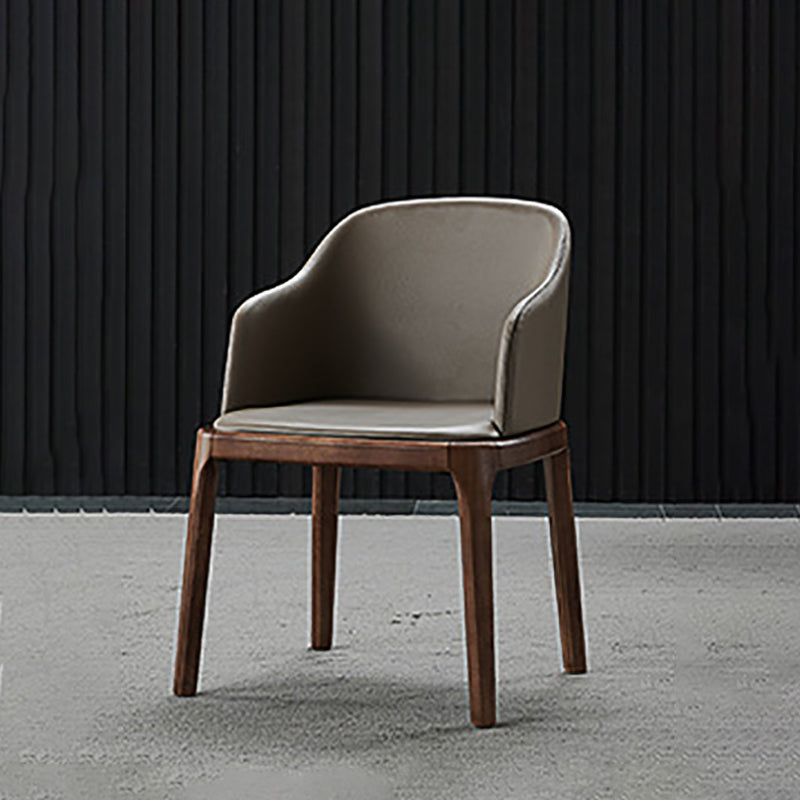 Industrial Solid Wood Dining Chair Faux Leather Side Chair with Upholstered Clearhalo 'Dining Chairs' 'Dining Tables & Seating' 'dining_chair' 'furn' 'furn_dining_chair' 'Furniture' 'Kitchen & Dining Furniture' 6544742