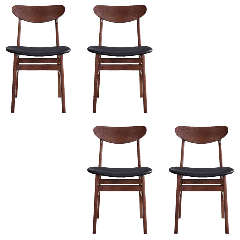 Modern Solid Wood Dining Chair Indoor-Outdoor Open Back Side Chair Nut-Brown Upholstered Chair(s) 4 Piece Set Clearhalo 'Dining Chairs' 'Dining Tables & Seating' 'dining_chair' 'furn' 'furn_dining_chair' 'Furniture' 'Kitchen & Dining Furniture' 6544823