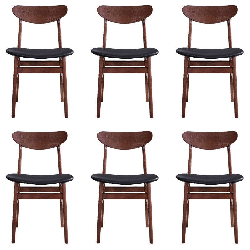 Modern Solid Wood Dining Chair Indoor-Outdoor Open Back Side Chair Nut-Brown Upholstered Chair(s) 6 Piece Set Clearhalo 'Dining Chairs' 'Dining Tables & Seating' 'dining_chair' 'furn' 'furn_dining_chair' 'Furniture' 'Kitchen & Dining Furniture' 6544825