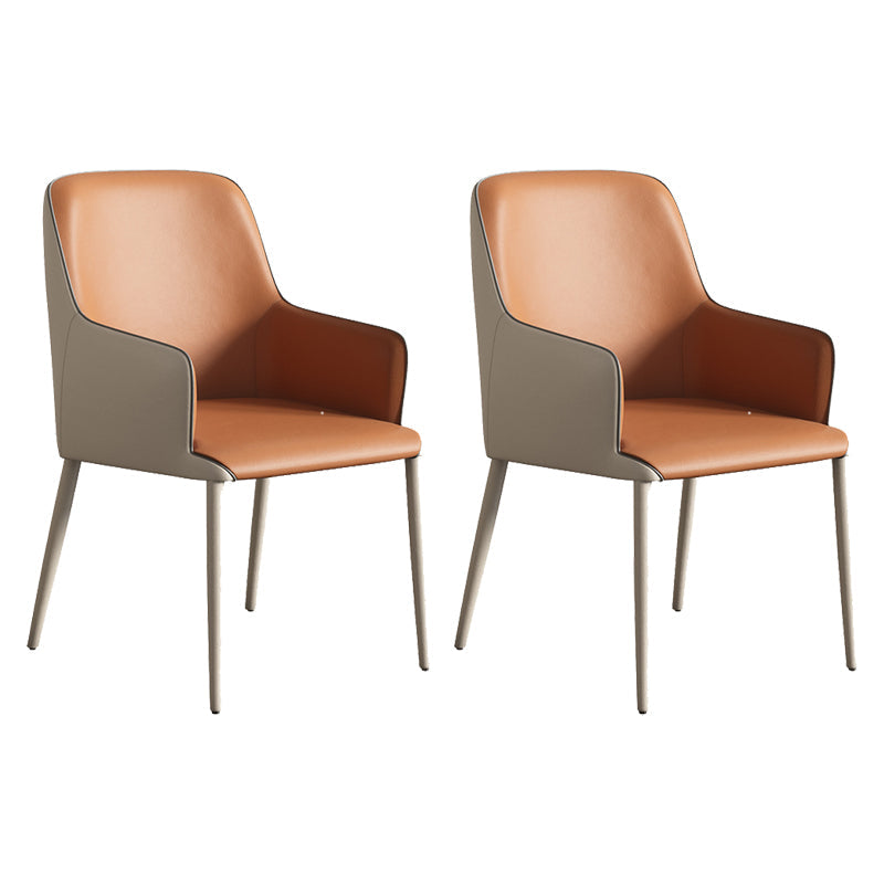 Sillas de comedor de cuero de PU contemporáneos silla de brazo interior con tapizado