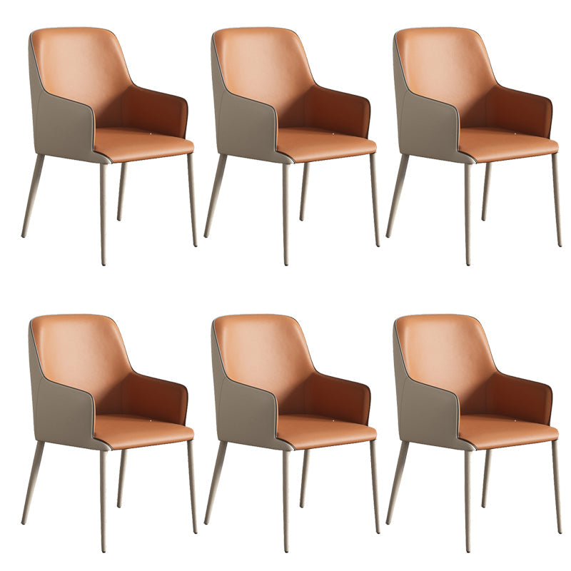 Sillas de comedor de cuero de PU contemporáneos silla de brazo interior con tapizado