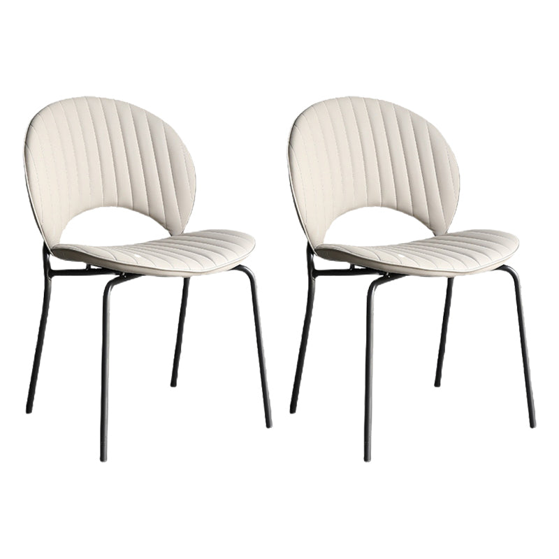 Indoor-Outdoor Curved Side Chair Open Back Dining Upholstered Chair