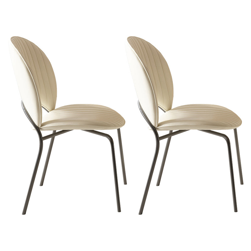 Indoor-Outdoor Curved Side Chair Open Back Dining Upholstered Chair