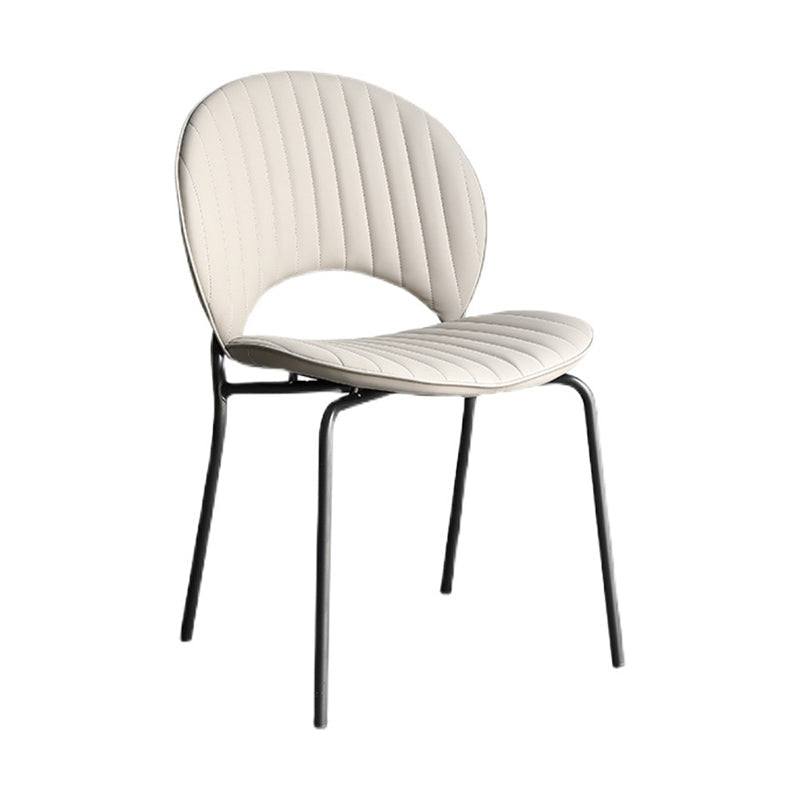 Indoor-Outdoor Curved Side Chair Open Back Dining Upholstered Chair