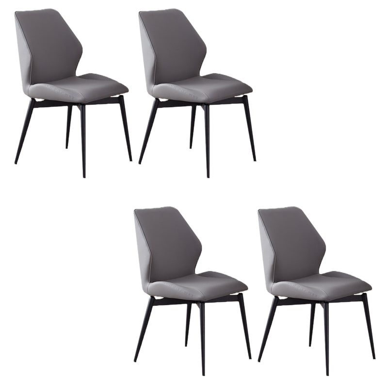 Dining Room Home Upholstered Chair Leather Wingback Armless Chair Grey 4 Piece Set Clearhalo 'Dining Chairs' 'Dining Tables & Seating' 'dining_chair' 'furn' 'furn_dining_chair' 'Furniture' 'Kitchen & Dining Furniture' 6545028
