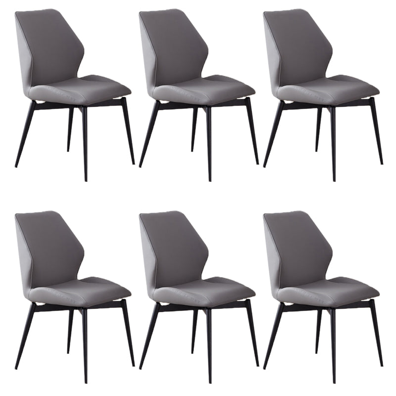 Dining Room Home Upholstered Chair Leather Wingback Armless Chair Grey 6 Piece Set Clearhalo 'Dining Chairs' 'Dining Tables & Seating' 'dining_chair' 'furn' 'furn_dining_chair' 'Furniture' 'Kitchen & Dining Furniture' 6545029