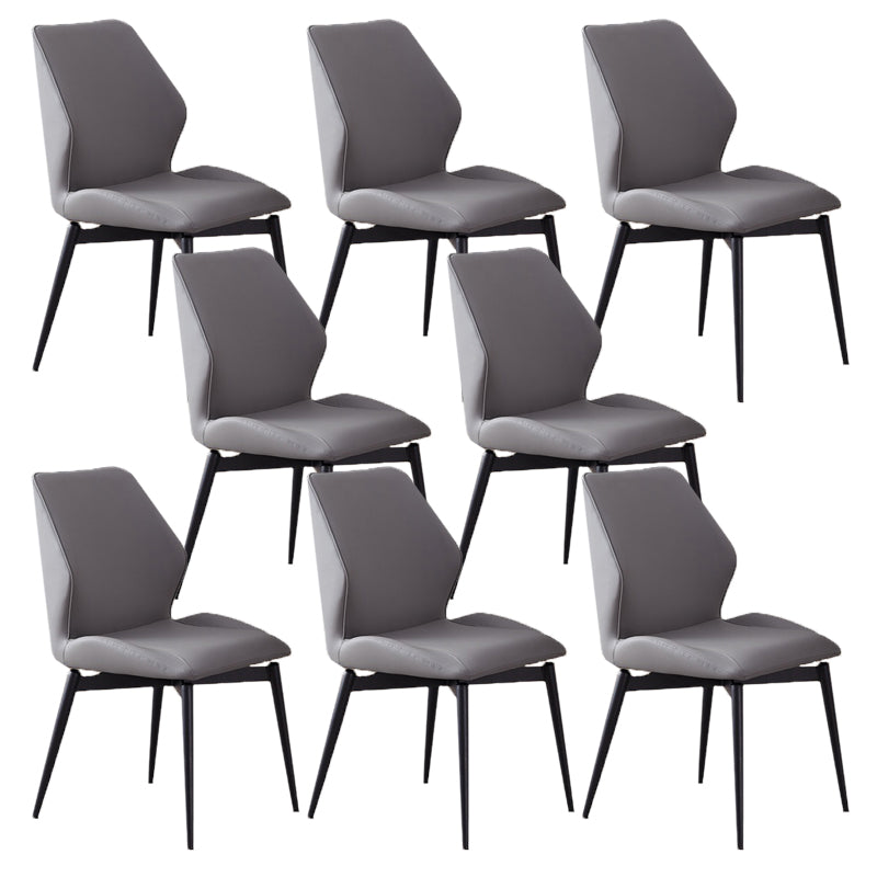 Dining Room Home Upholstered Chair Leather Wingback Armless Chair Grey 8 Piece Set Clearhalo 'Dining Chairs' 'Dining Tables & Seating' 'dining_chair' 'furn' 'furn_dining_chair' 'Furniture' 'Kitchen & Dining Furniture' 6545031