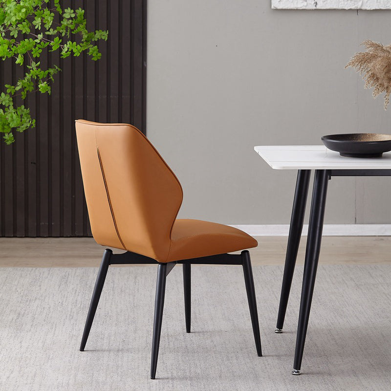 Dining Room Home Upholstered Chair Leather Wingback Armless Chair Clearhalo 'Dining Chairs' 'Dining Tables & Seating' 'dining_chair' 'furn' 'furn_dining_chair' 'Furniture' 'Kitchen & Dining Furniture' 6545032