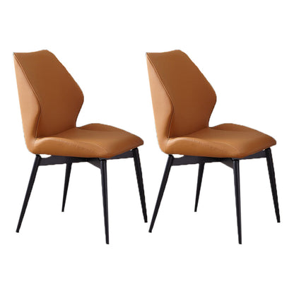 Dining Room Home Upholstered Chair Leather Wingback Armless Chair Orange 2 Piece Set Clearhalo 'Dining Chairs' 'Dining Tables & Seating' 'dining_chair' 'furn' 'furn_dining_chair' 'Furniture' 'Kitchen & Dining Furniture' 6545033