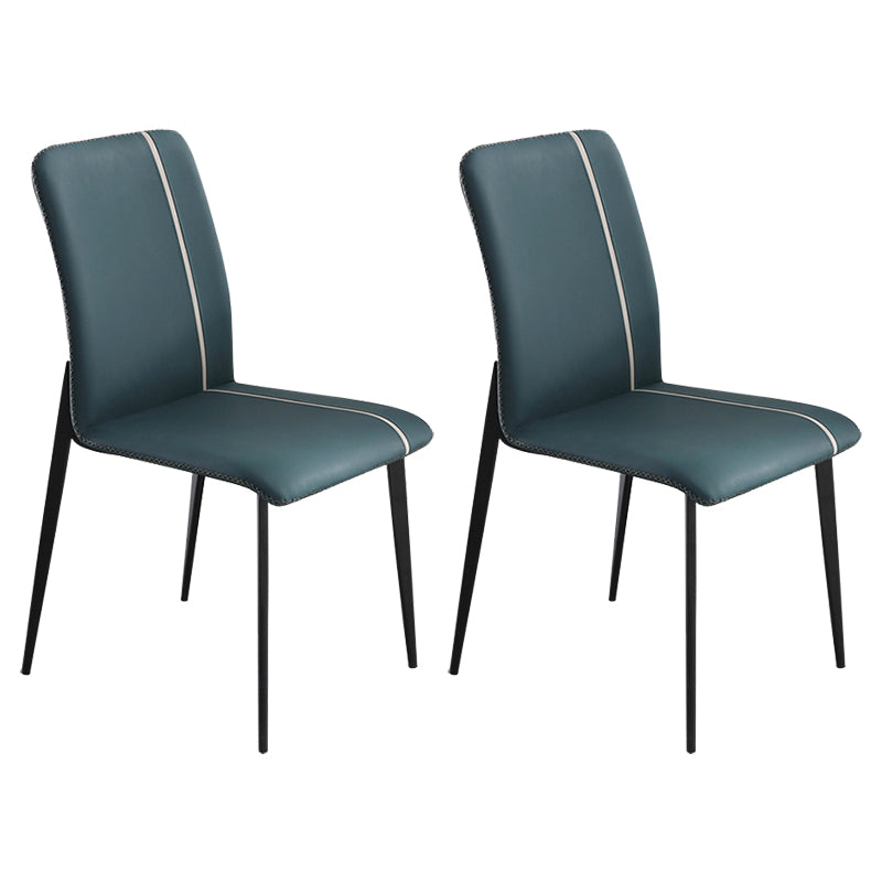 Dining Room Home Upholstered Chair Leather Parsons Armless Chair Blackish Green 2 Piece Set Clearhalo 'Dining Chairs' 'Dining Tables & Seating' 'dining_chair' 'furn' 'furn_dining_chair' 'Furniture' 'Kitchen & Dining Furniture' 6545119