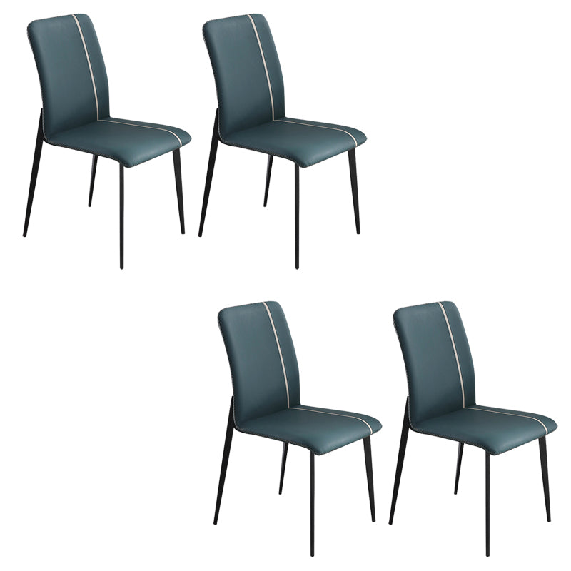 Dining Room Home Upholstered Chair Leather Parsons Armless Chair Blackish Green 4 Piece Set Clearhalo 'Dining Chairs' 'Dining Tables & Seating' 'dining_chair' 'furn' 'furn_dining_chair' 'Furniture' 'Kitchen & Dining Furniture' 6545120