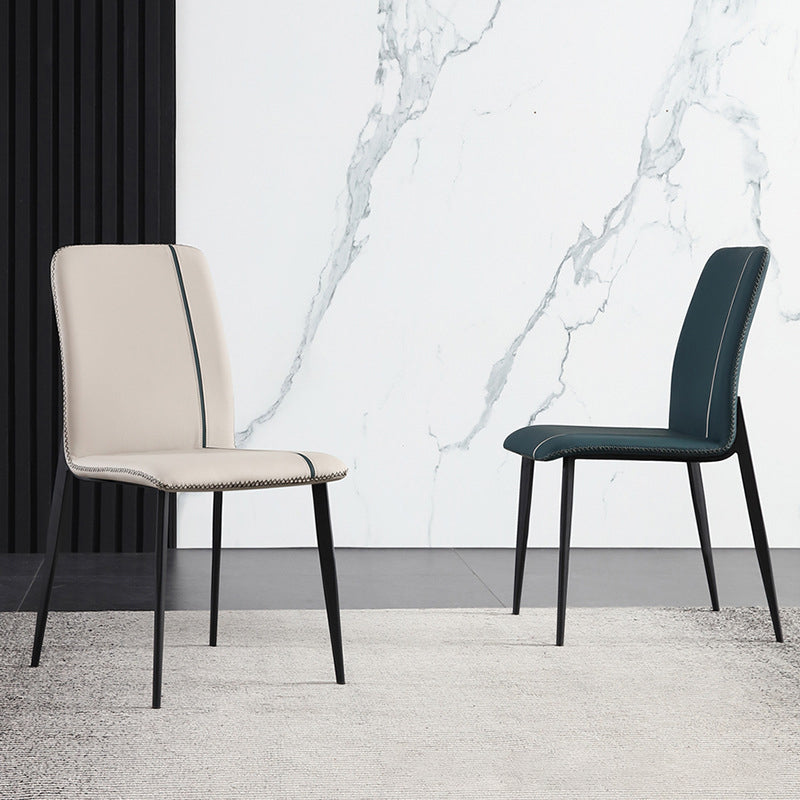 Dining Room Home Upholstered Chair Leather Parsons Armless Chair Clearhalo 'Dining Chairs' 'Dining Tables & Seating' 'dining_chair' 'furn' 'furn_dining_chair' 'Furniture' 'Kitchen & Dining Furniture' 6545121