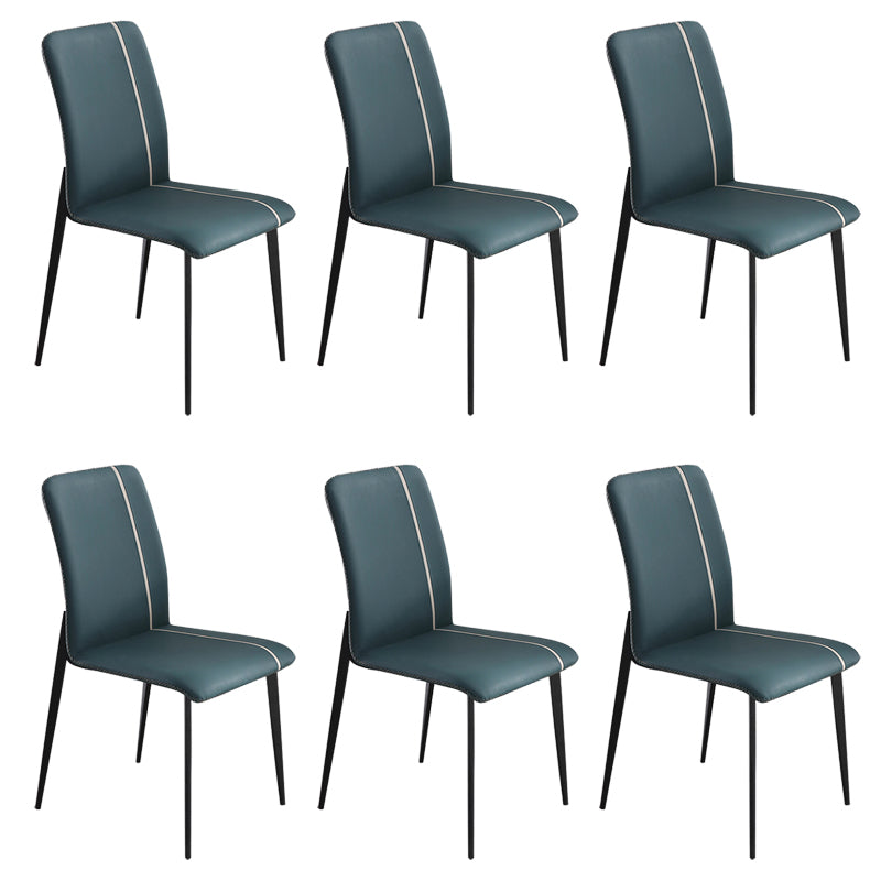 Dining Room Home Upholstered Chair Leather Parsons Armless Chair Blackish Green 6 Piece Set Clearhalo 'Dining Chairs' 'Dining Tables & Seating' 'dining_chair' 'furn' 'furn_dining_chair' 'Furniture' 'Kitchen & Dining Furniture' 6545123