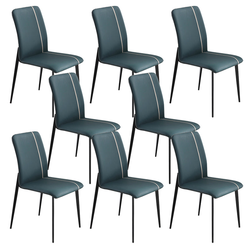 Dining Room Home Upholstered Chair Leather Parsons Armless Chair Blackish Green 8 Piece Set Clearhalo 'Dining Chairs' 'Dining Tables & Seating' 'dining_chair' 'furn' 'furn_dining_chair' 'Furniture' 'Kitchen & Dining Furniture' 6545124