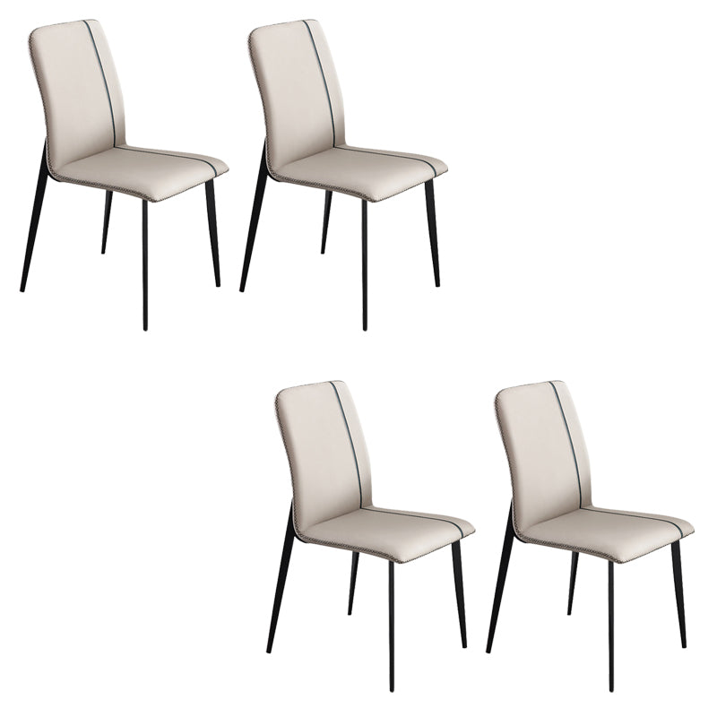 Dining Room Home Upholstered Chair Leather Parsons Armless Chair Off-White 4 Piece Set Clearhalo 'Dining Chairs' 'Dining Tables & Seating' 'dining_chair' 'furn' 'furn_dining_chair' 'Furniture' 'Kitchen & Dining Furniture' 6545128