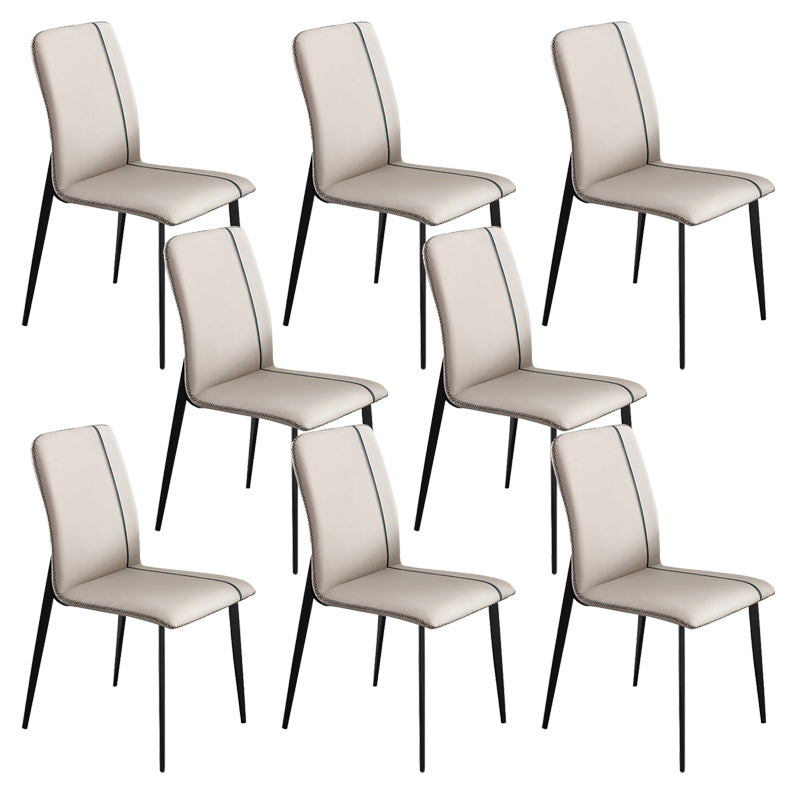 Dining Room Home Upholstered Chair Leather Parsons Armless Chair Off-White 8 Piece Set Clearhalo 'Dining Chairs' 'Dining Tables & Seating' 'dining_chair' 'furn' 'furn_dining_chair' 'Furniture' 'Kitchen & Dining Furniture' 6545132