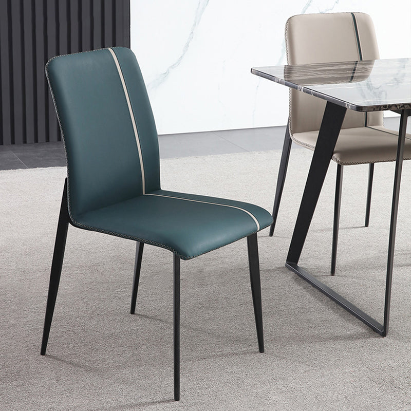 Dining Room Home Upholstered Chair Leather Parsons Armless Chair Clearhalo 'Dining Chairs' 'Dining Tables & Seating' 'dining_chair' 'furn' 'furn_dining_chair' 'Furniture' 'Kitchen & Dining Furniture' 6545134