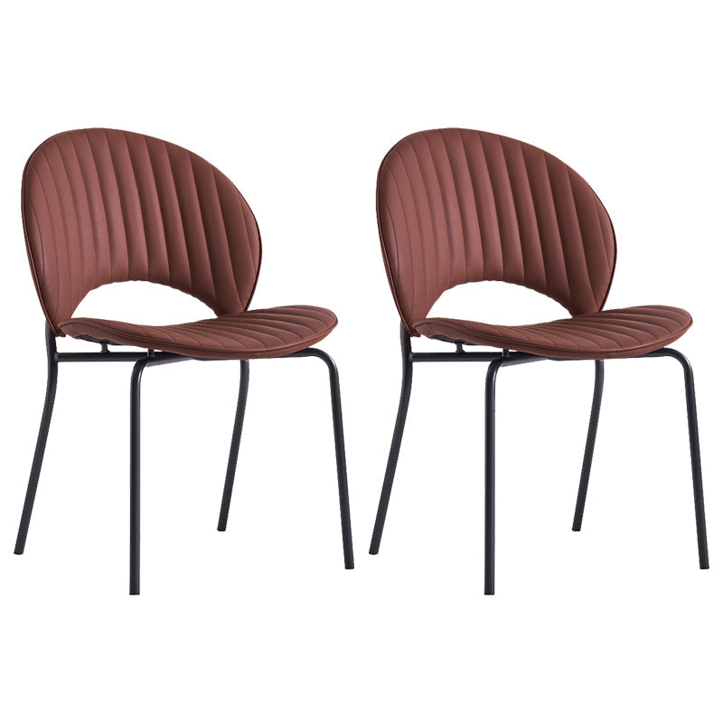 Contemporary Indoor Side Chair Open Back in Brown Dining Chair