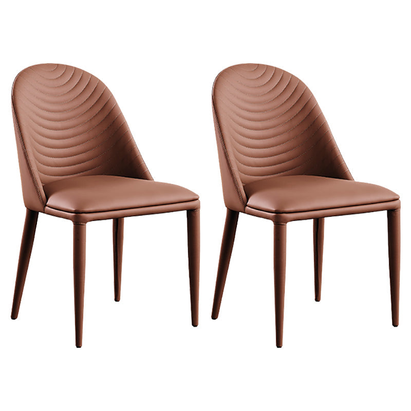 Dining Room Contemporary Dining Chair Upholstered Metal Legs Chair Brown 2 Piece Set Clearhalo 'Dining Chairs' 'Dining Tables & Seating' 'dining_chair' 'furn' 'furn_dining_chair' 'Furniture' 'Kitchen & Dining Furniture' 6545247