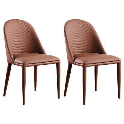 Dining Room Contemporary Dining Chair Upholstered Metal Legs Chair Brown 2 Piece Set Clearhalo 'Dining Chairs' 'Dining Tables & Seating' 'dining_chair' 'furn' 'furn_dining_chair' 'Furniture' 'Kitchen & Dining Furniture' 6545247