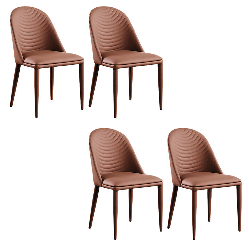 Dining Room Contemporary Dining Chair Upholstered Metal Legs Chair Brown 4 Piece Set Clearhalo 'Dining Chairs' 'Dining Tables & Seating' 'dining_chair' 'furn' 'furn_dining_chair' 'Furniture' 'Kitchen & Dining Furniture' 6545249