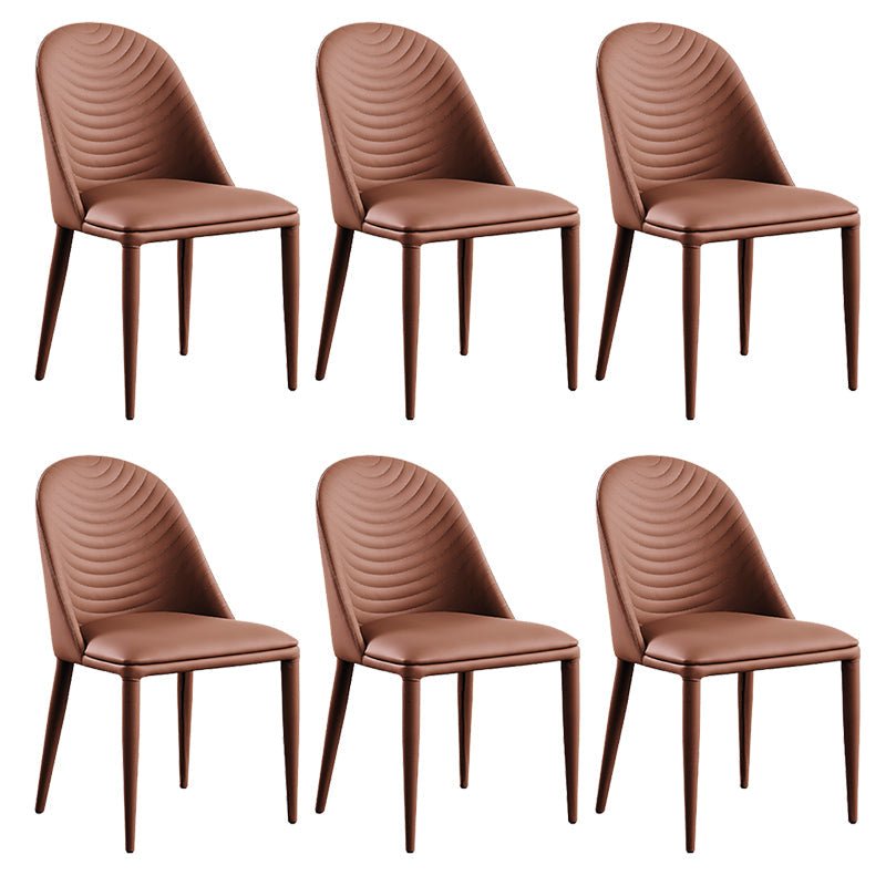Dining Room Contemporary Dining Chair Upholstered Metal Legs Chair Brown 6 Piece Set Clearhalo 'Dining Chairs' 'Dining Tables & Seating' 'dining_chair' 'furn' 'furn_dining_chair' 'Furniture' 'Kitchen & Dining Furniture' 6545251