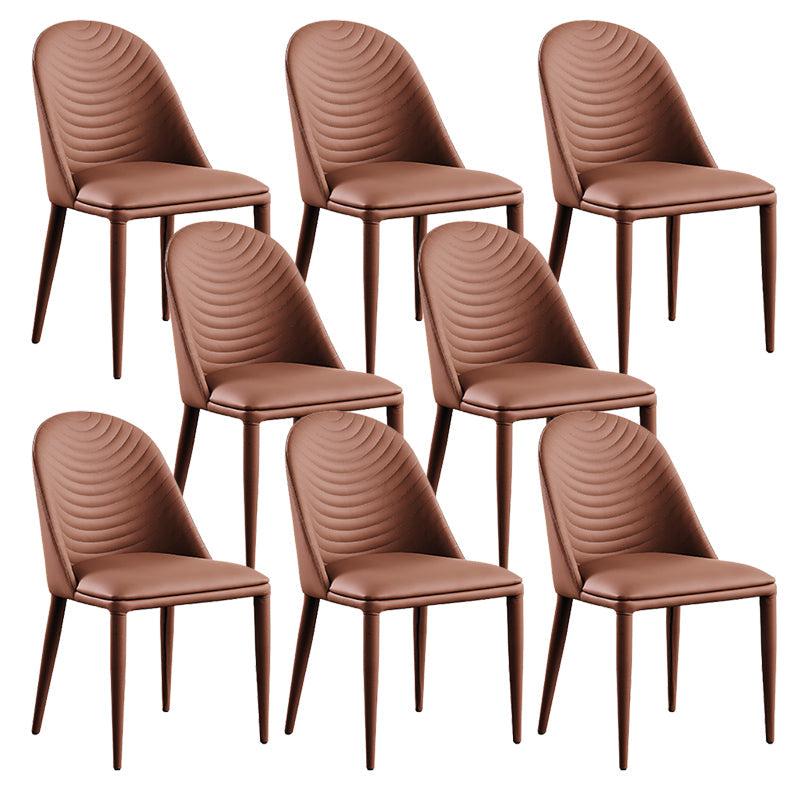 Dining Room Contemporary Dining Chair Upholstered Metal Legs Chair Brown 8 Piece Set Clearhalo 'Dining Chairs' 'Dining Tables & Seating' 'dining_chair' 'furn' 'furn_dining_chair' 'Furniture' 'Kitchen & Dining Furniture' 6545253