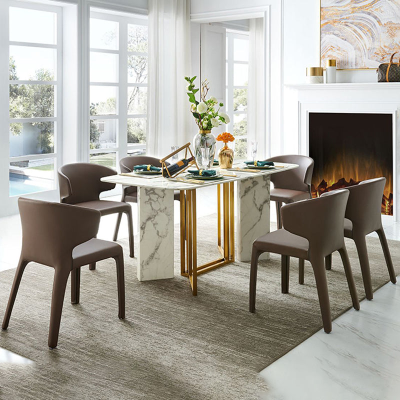 Sedia da pranzo in vetro finto sedia a wingback con rivestimento