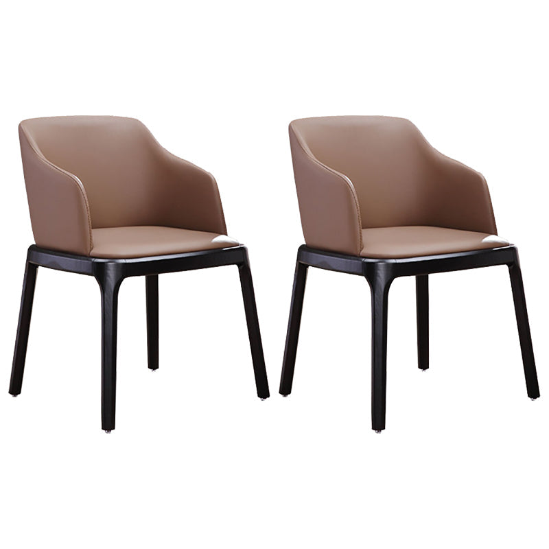 コンテンポラリーキッチンウッドダイニングチェアPUレザーサイドチェア