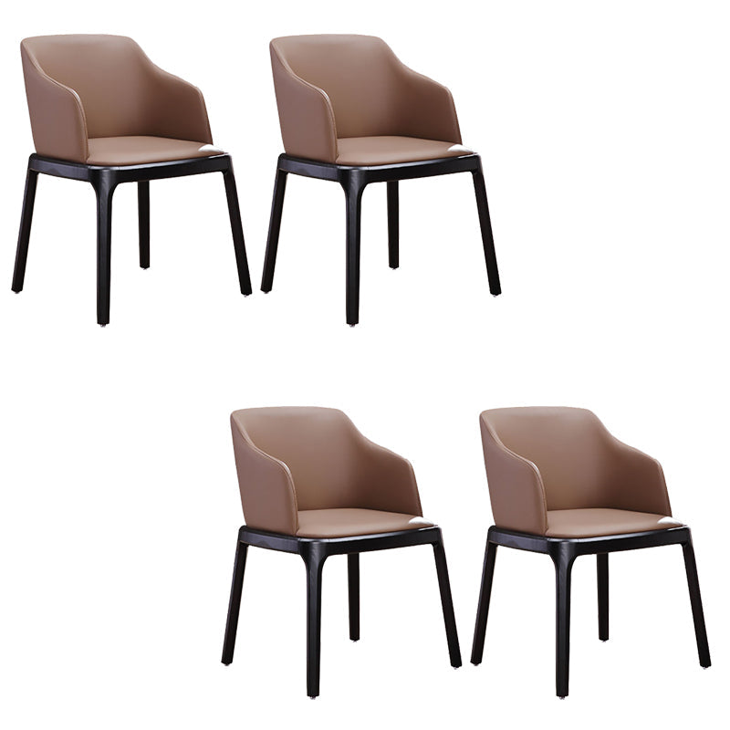 コンテンポラリーキッチンウッドダイニングチェアPUレザーサイドチェア