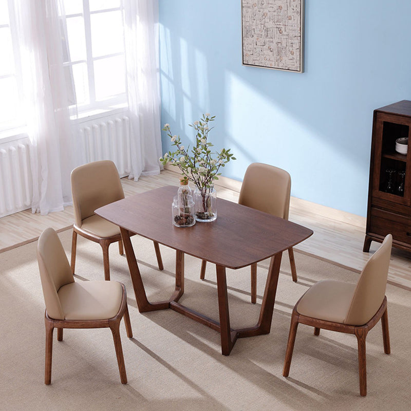 コンテンポラリーキッチンウッドダイニングチェアPUレザーサイドチェア