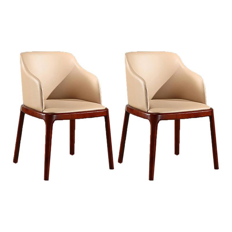 コンテンポラリーキッチンウッドダイニングチェアPUレザーサイドチェア