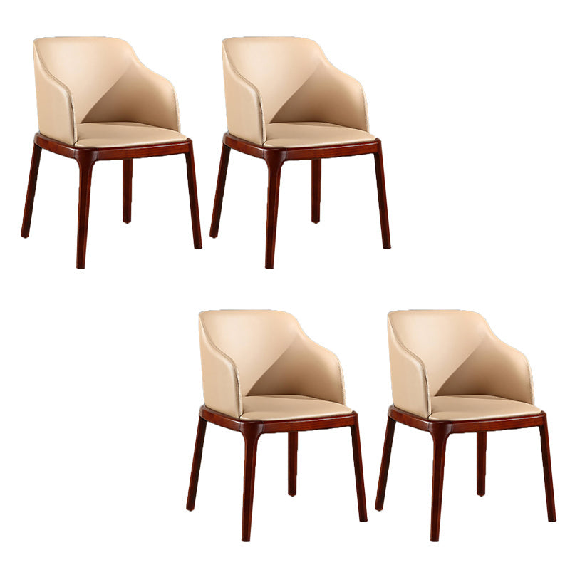 コンテンポラリーキッチンウッドダイニングチェアPUレザーサイドチェア