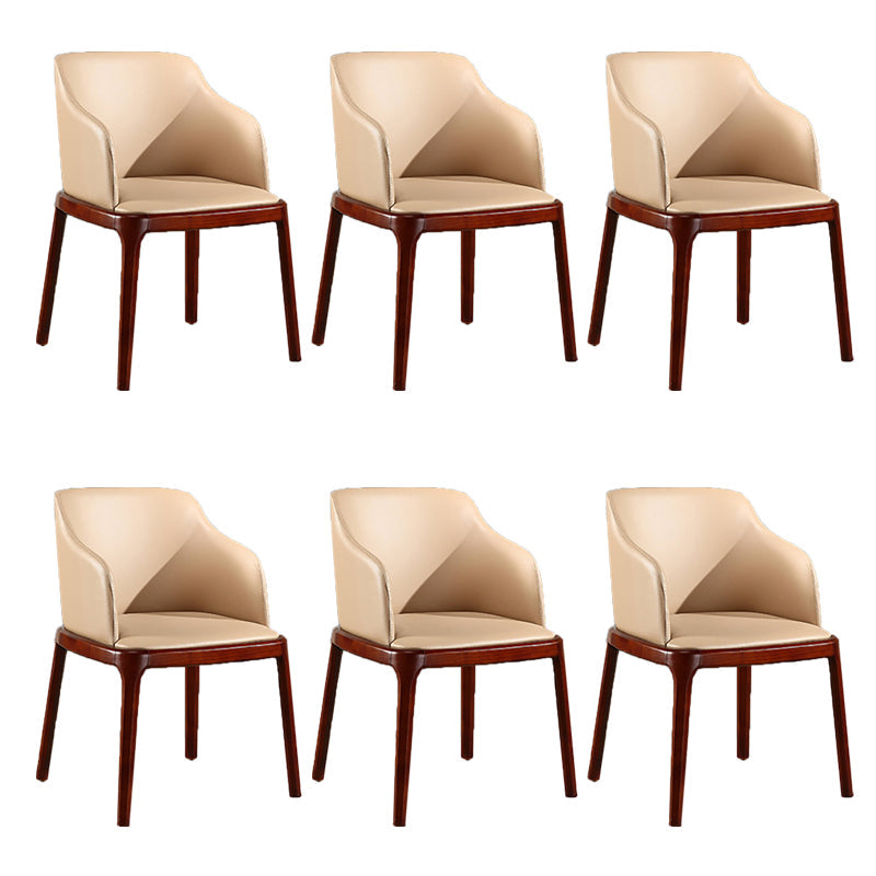 コンテンポラリーキッチンウッドダイニングチェアPUレザーサイドチェア