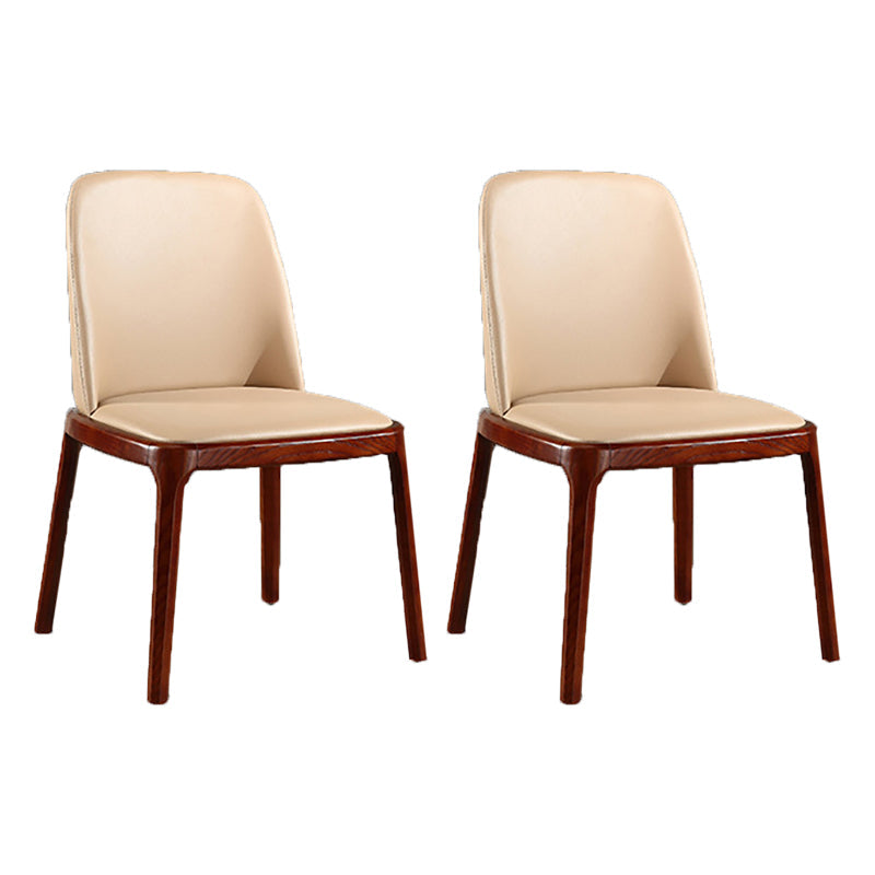 コンテンポラリーキッチンウッドダイニングチェアPUレザーサイドチェア