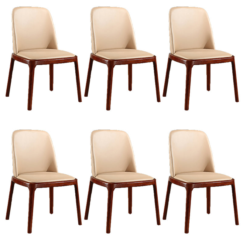 コンテンポラリーキッチンウッドダイニングチェアPUレザーサイドチェア