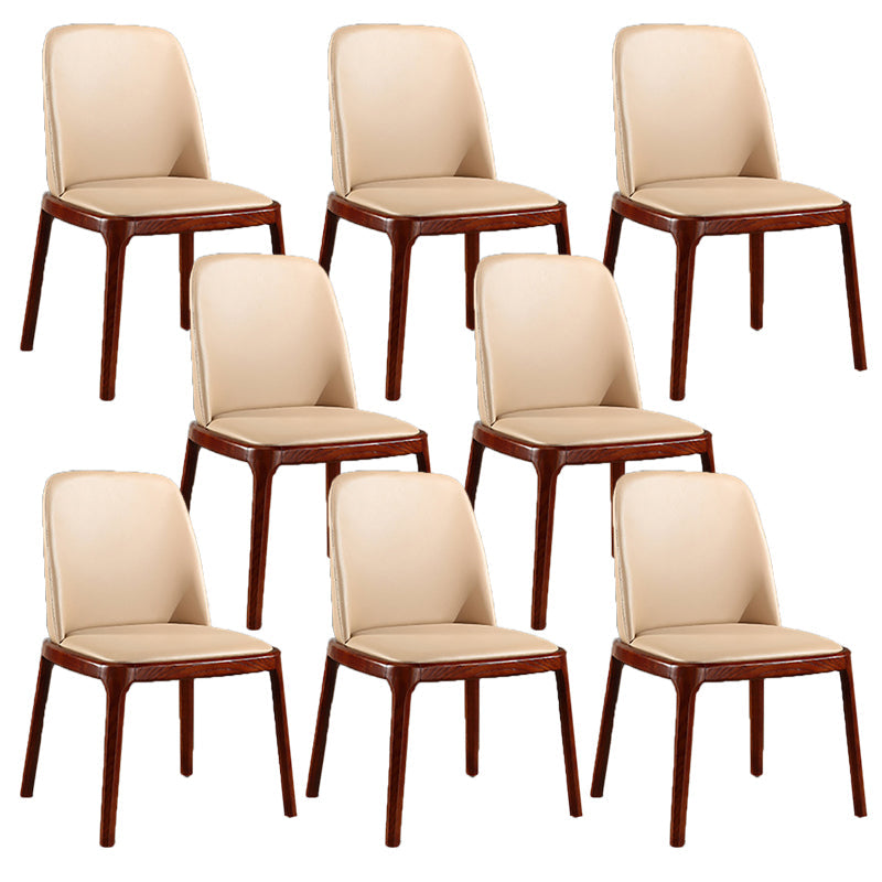 コンテンポラリーキッチンウッドダイニングチェアPUレザーサイドチェア