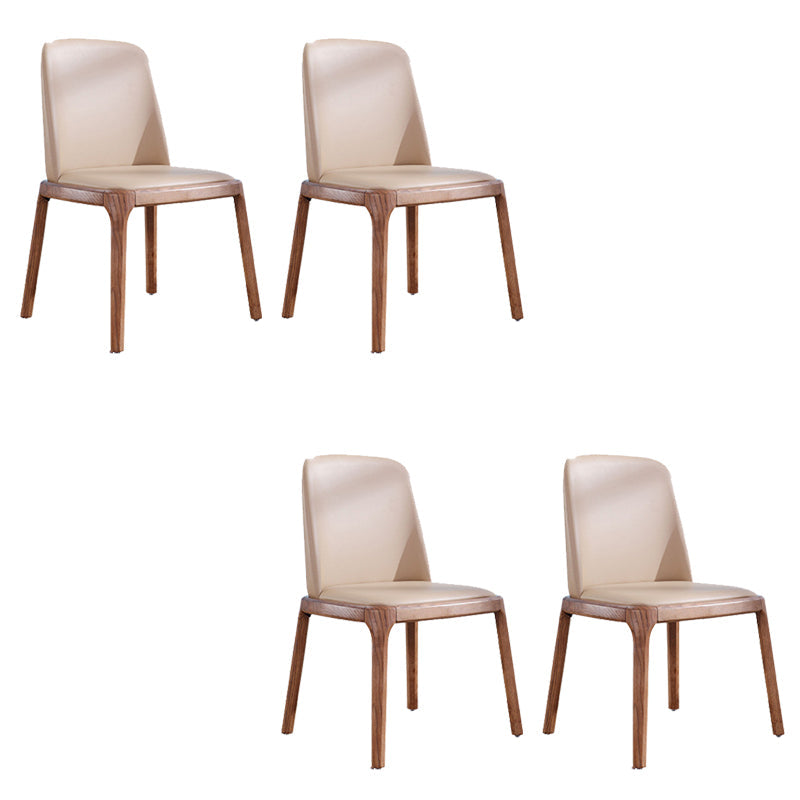 コンテンポラリーキッチンウッドダイニングチェアPUレザーサイドチェア