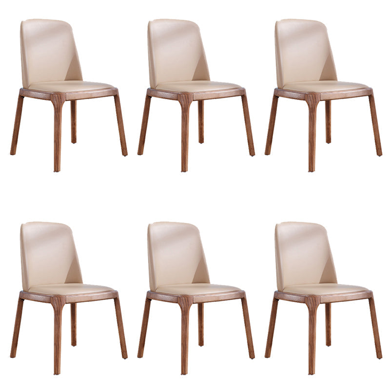 コンテンポラリーキッチンウッドダイニングチェアPUレザーサイドチェア