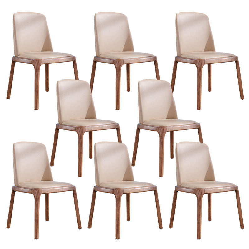 コンテンポラリーキッチンウッドダイニングチェアPUレザーサイドチェア