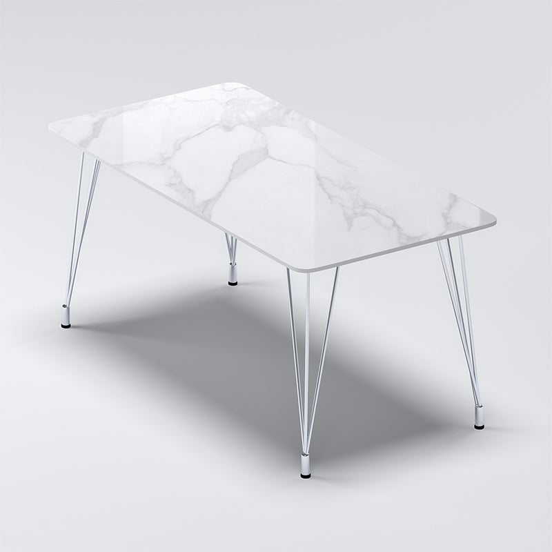 Modern 1/2/5/7 Pieces Dining Furniture Faux Marble Top Rectangle Dining Set for Home Clearhalo 'Dining Room Sets' 'Dining Tables & Seating' 'dining_room_set' 'furn' 'furn_dining_room_set' 'Furniture' 'Kitchen & Dining Furniture' 6545678