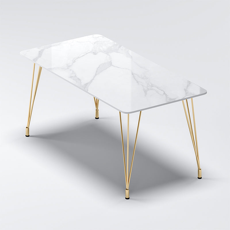 Modern 1/2/5/7 Pieces Dining Furniture Faux Marble Top Rectangle Dining Set for Home Clearhalo 'Dining Room Sets' 'Dining Tables & Seating' 'dining_room_set' 'furn' 'furn_dining_room_set' 'Furniture' 'Kitchen & Dining Furniture' 6545679