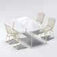 Modern 1/2/5/7 Pieces Dining Furniture Faux Marble Top Rectangle Dining Set for Home 5 Pieces: White-Gold Table, 4 Chairs Clearhalo 'Dining Room Sets' 'Dining Tables & Seating' 'dining_room_set' 'furn' 'furn_dining_room_set' 'Furniture' 'Kitchen & Dining Furniture' 6545683