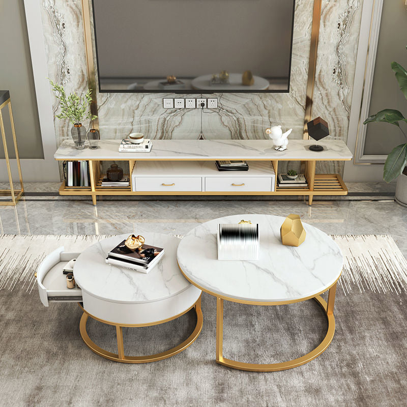 Eigentijdse tv-mediastandaard Stenen tv-console voor woonkamer